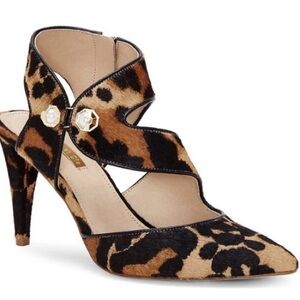 Louise et Cie Leopard Print Black & Brown Calf-Hair Heels/Pumps, Sz 8, GUC!